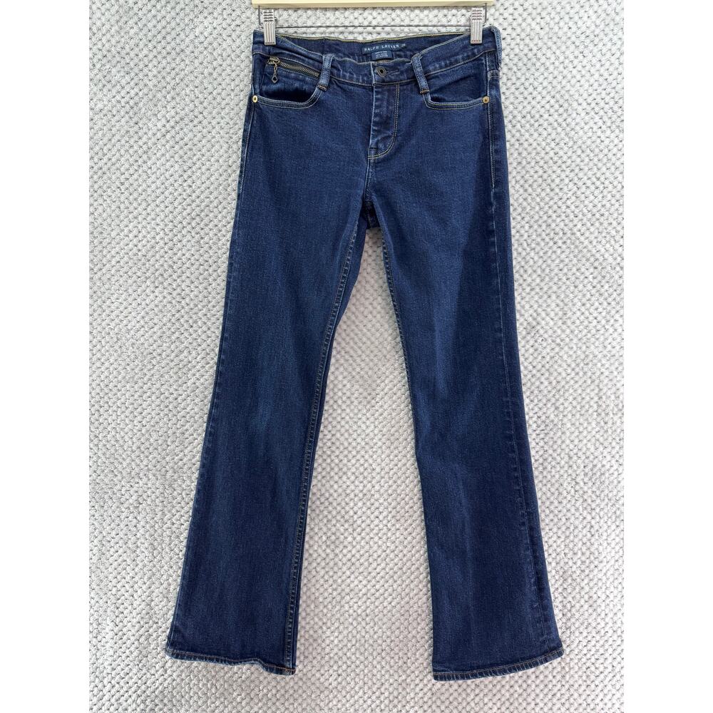 Ralph Lauren Tribeca 114 Jeans Women 28 Blue Dark Wash Mid Rise Flare 30" Inseam